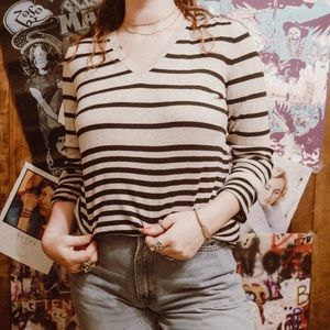 Striped Sweater Taupe and Black